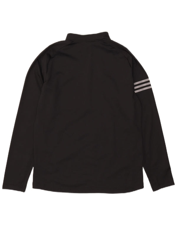 Top della tuta da ginnastica Adidas da uomo con zip e collo, blocco colore nero medio