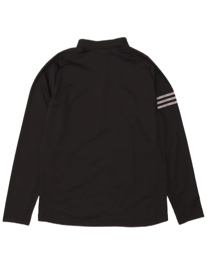 Top della tuta da ginnastica Adidas da uomo con zip e collo, blocco colore nero medio