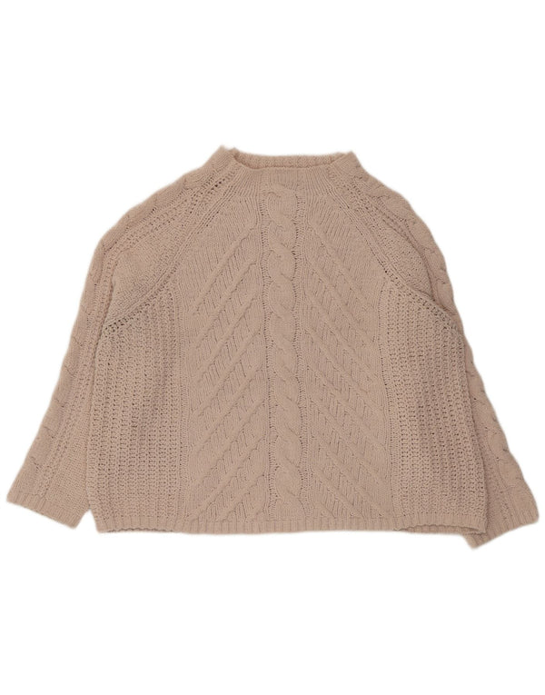 Maglione maglione oversize da donna Marks & Spencer con collo alto UK 18 XL Beige