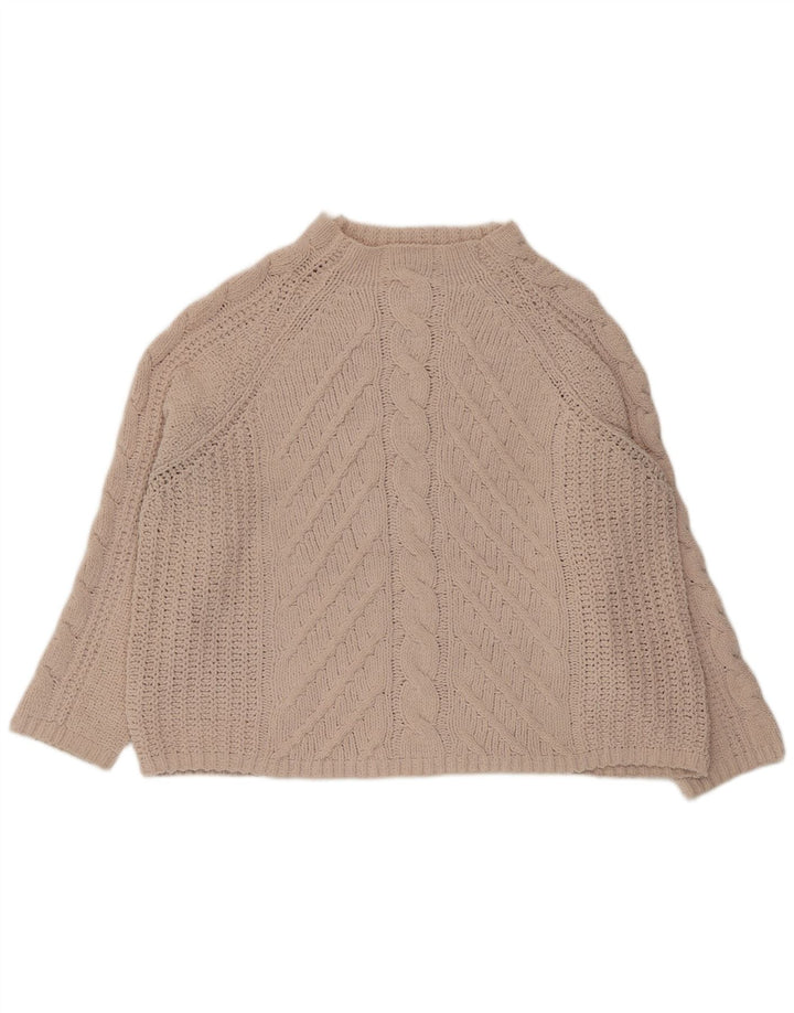 Maglione maglione oversize da donna Marks & Spencer con collo alto UK 18 XL Beige