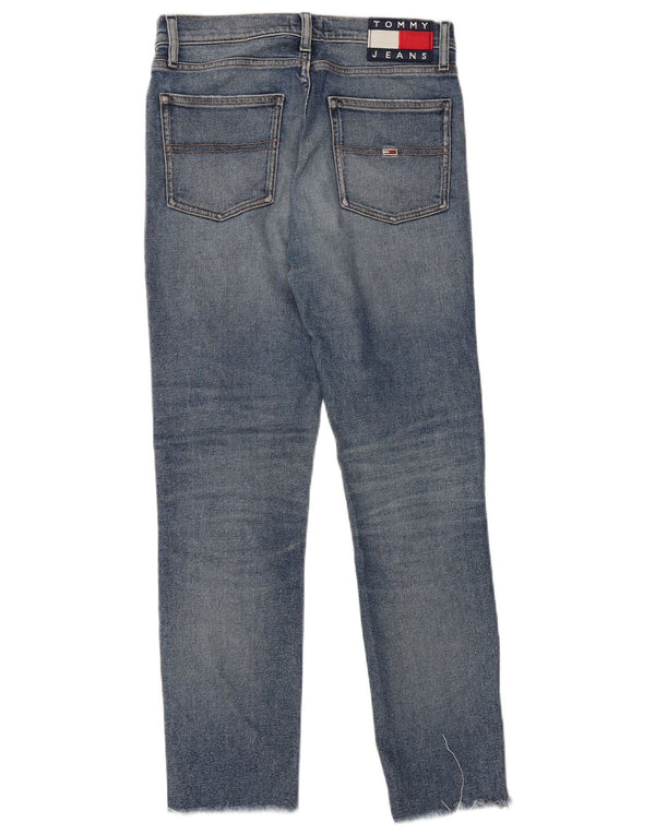 Jeans corti a vita alta effetto consumato da donna Tommy Hilfiger W27 L27 Blu