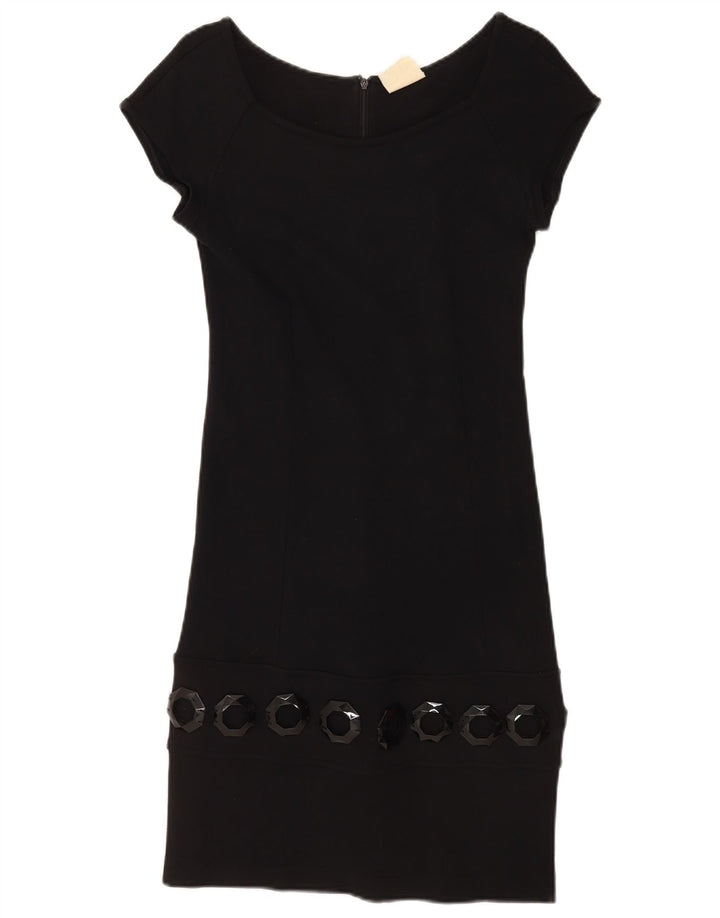 Abito tubino vintage da donna UK 8 piccolo in viscosa nera