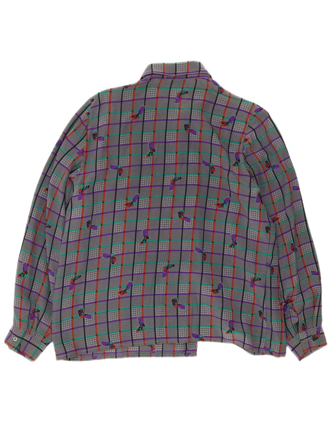 Camicetta camicia vintage da donna UK 18 XL a quadri grigi