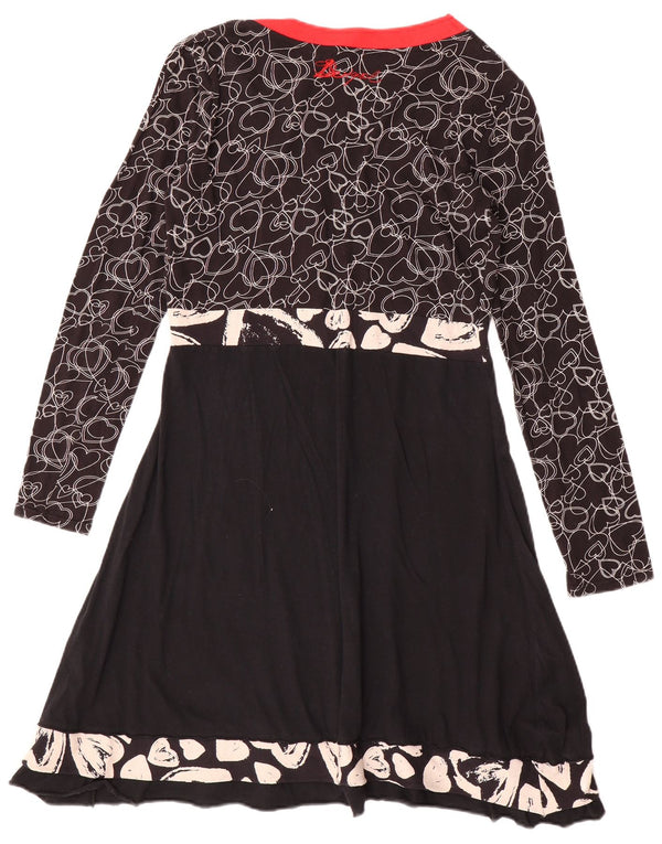 Desigual Abito da donna a linea A con grafica UK 14 Grande nero geometrico