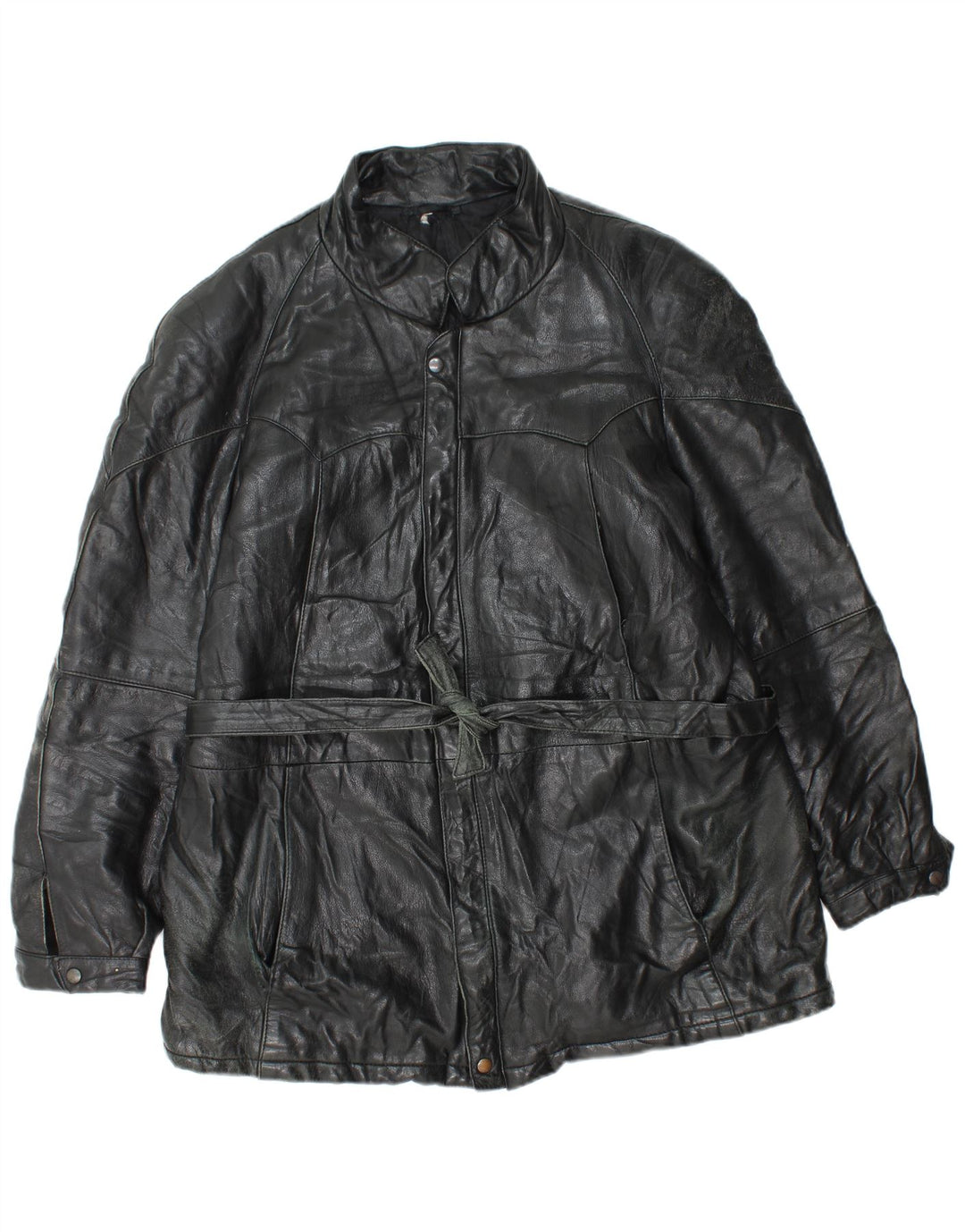 Giacca in pelle vintage da uomo UK 38 media nera