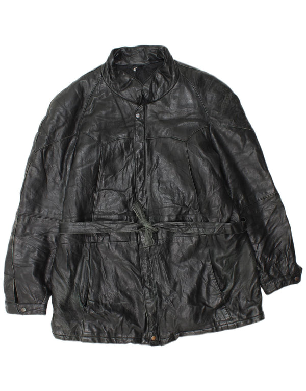 Giacca in pelle vintage da uomo UK 38 media nera