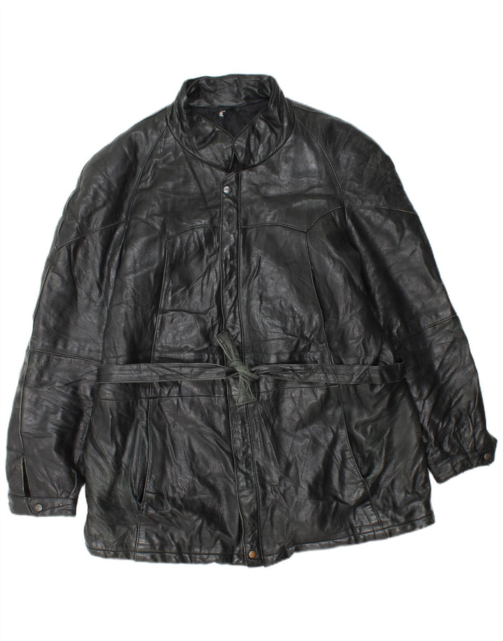 Giacca in pelle vintage da uomo UK 38 media nera