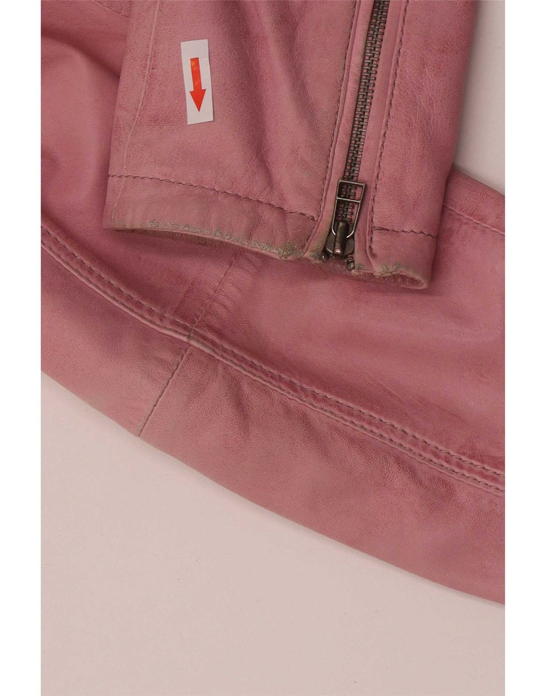Giacca in pelle da motociclista da donna Zucchero UK 16 Large Rosa in pelle