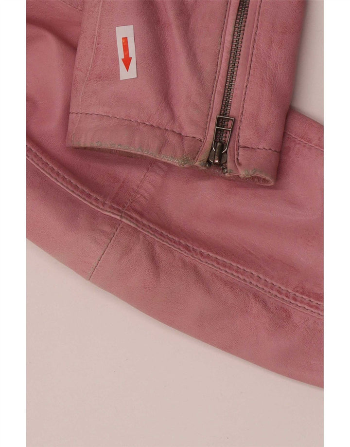 Giacca in pelle da motociclista da donna Zucchero UK 16 Large Rosa in pelle
