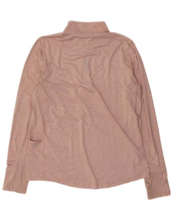 Top della tuta da ginnastica Nike Dri Fit con collo e zip da donna UK 14 Rosa medio