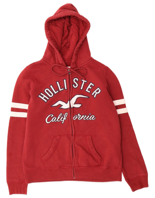 Maglione con cappuccio e zip oversize da donna Hollister UK 10 Small Rosso Colourblock