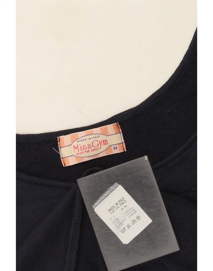 Canotta corta da donna vintage UK 14 cotone blu navy medio