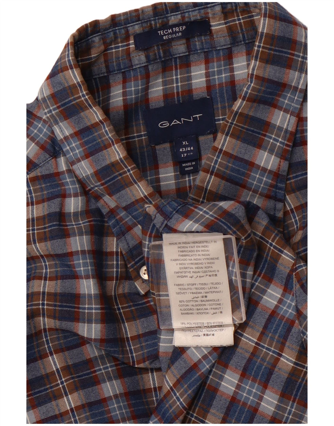 GANT Camicia da uomo vestibilità regolare taglia 43/44 17 1/2 XL Cotone a quadri blu navy