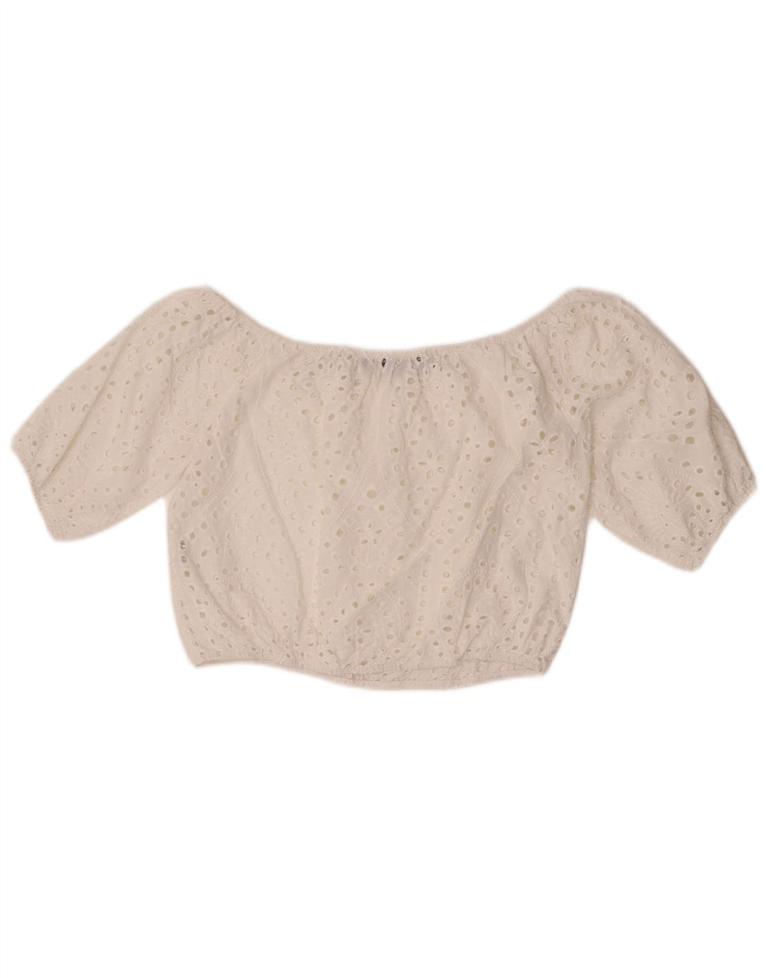 Top corto da donna con spalle scoperte Zara UK 10 piccolo cotone bianco
