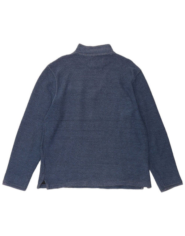 Felpa da uomo con collo con zip Weird Fish, cotone blu medio