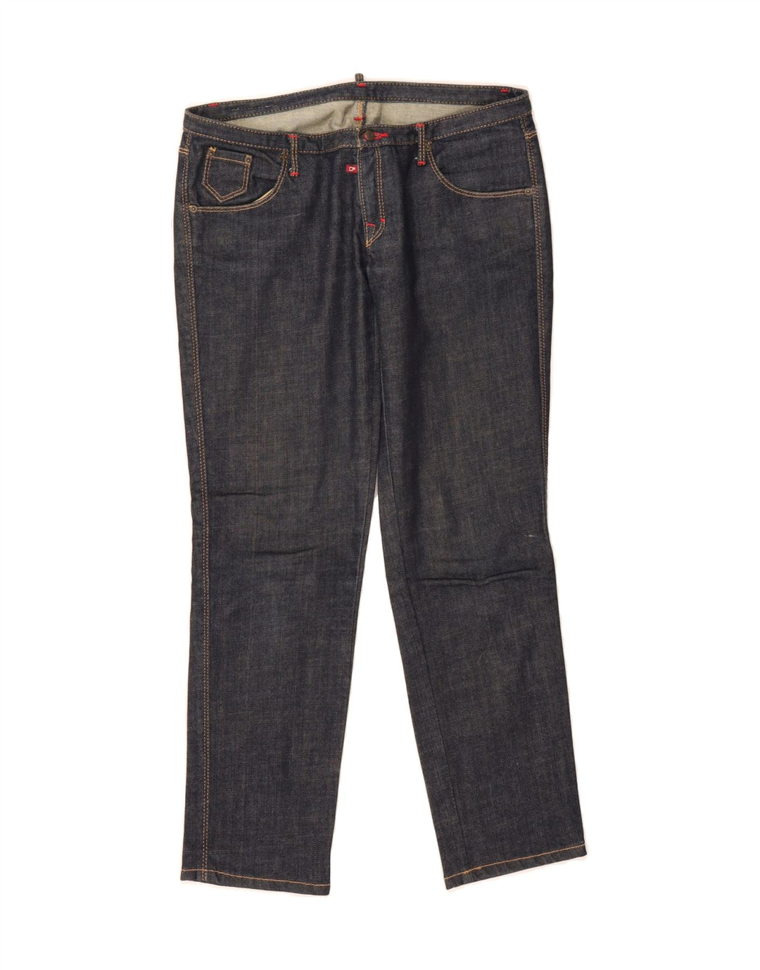 DSQUARED Womens Low Waist Straight Jeans IT 40 Medium W28 L26 Navy Blue Vintage Dsquared and Second-Hand Dsquared from Messina Hembry 