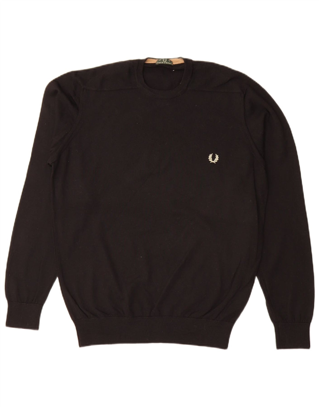 Maglione maglione girocollo da uomo Fred Perry grande lana nera
