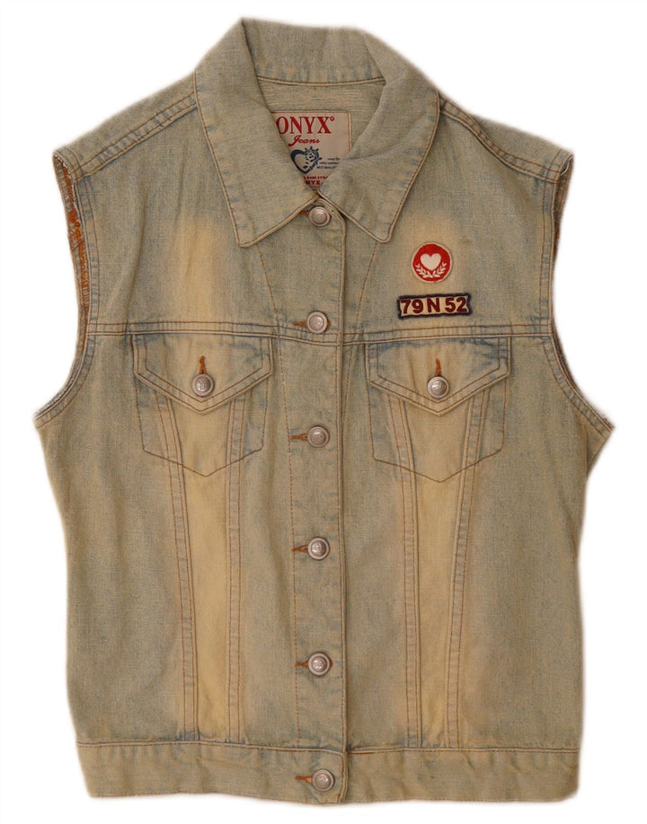 Gilet in denim da donna Onyx UK 10 piccolo cotone blu
