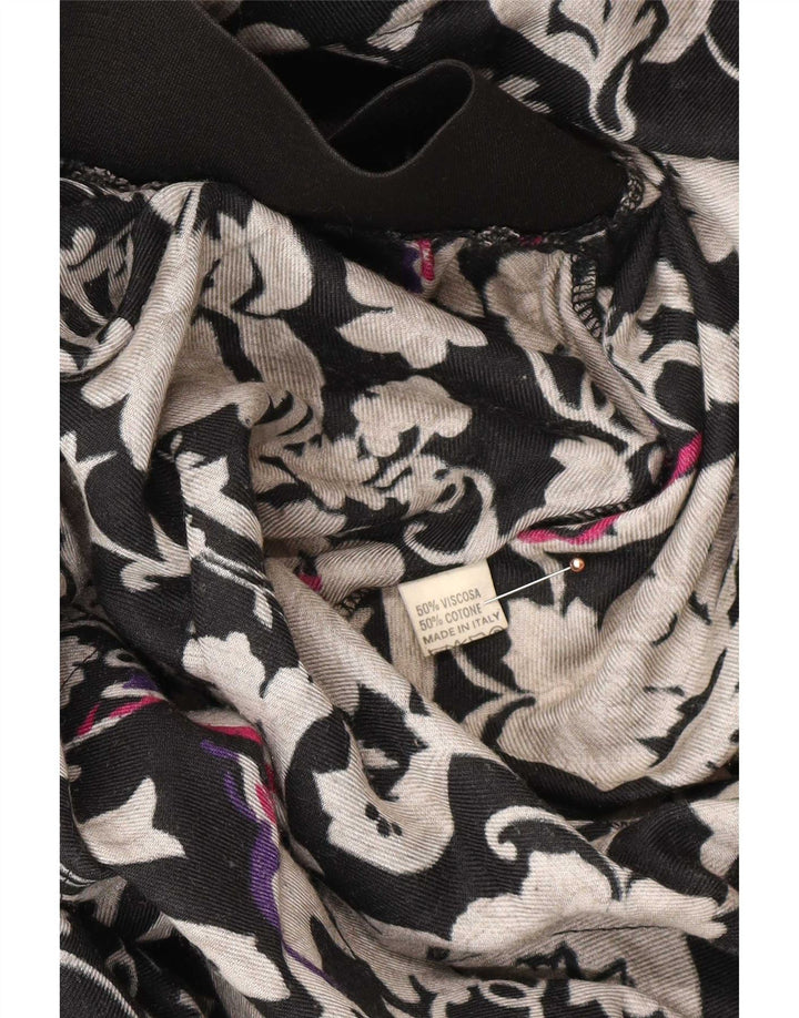 Gonna svasata da donna vintage media W26 in viscosa floreale nera
