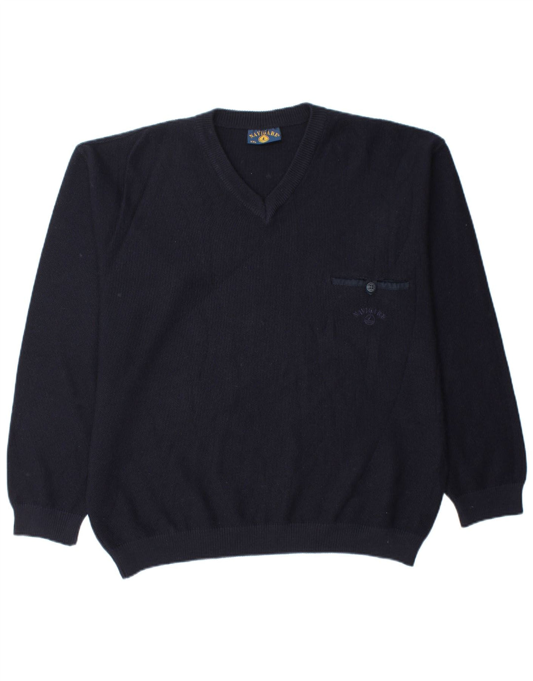 Maglione NAVIGARE da uomo con scollo a V 2XL in lana merino blu navy