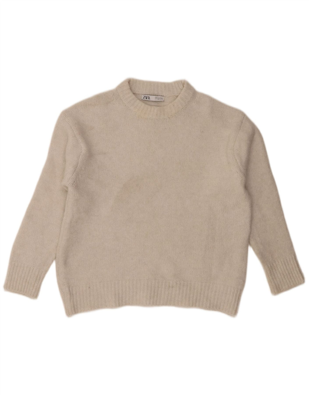 Maglione girocollo oversize da donna Zara UK 14 Poliestere bianco medio