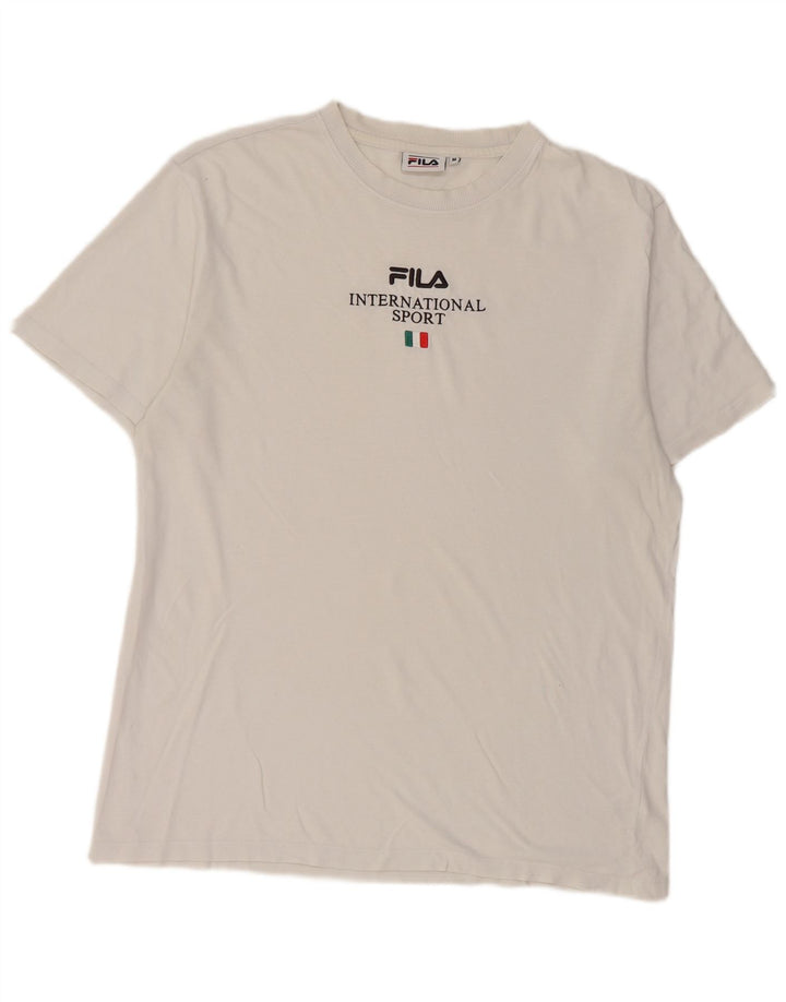 T-shirt grafica da uomo Fila Top in cotone bianco medio