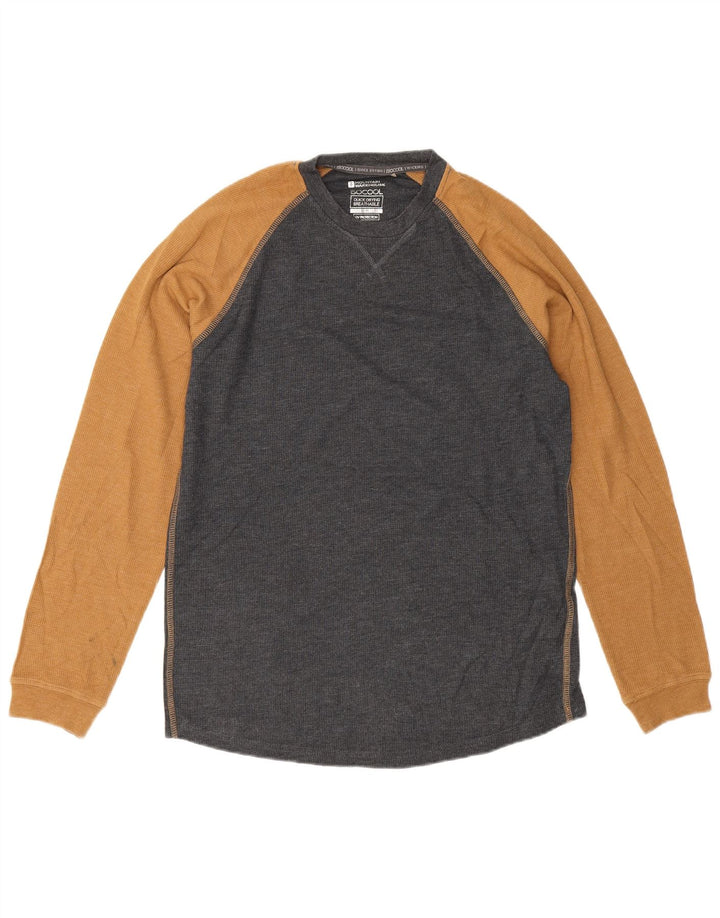Mountain Warehouse Top da uomo a maniche lunghe in cotone color block grigio medio
