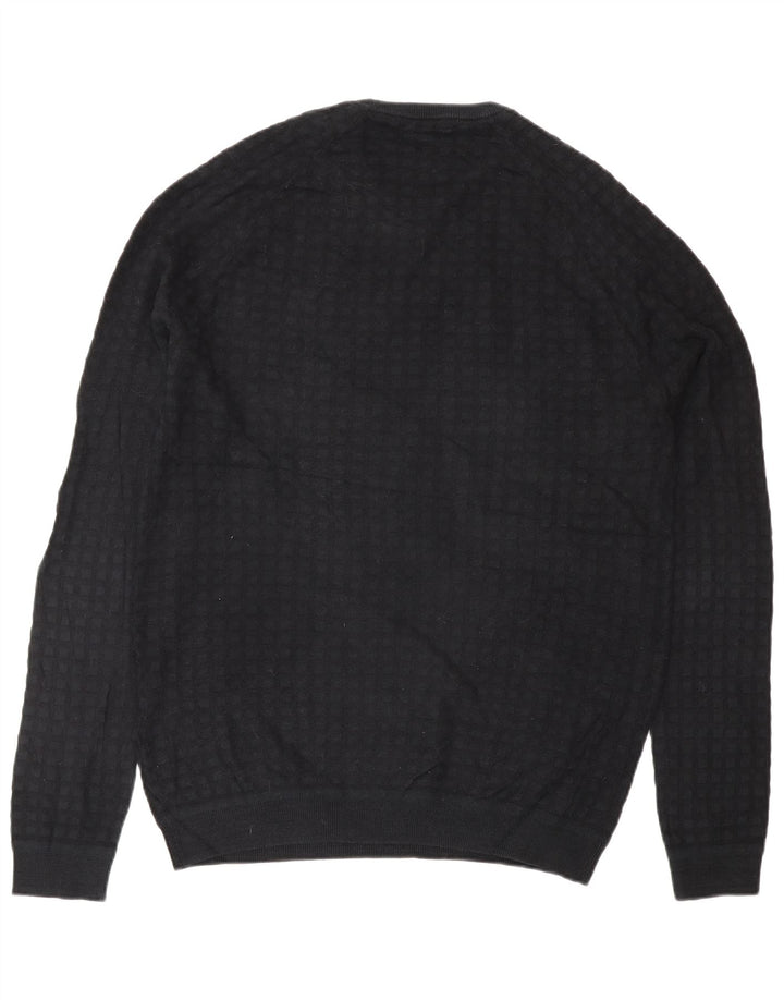 Maglione maglione girocollo da uomo Reiss grande cotone nero