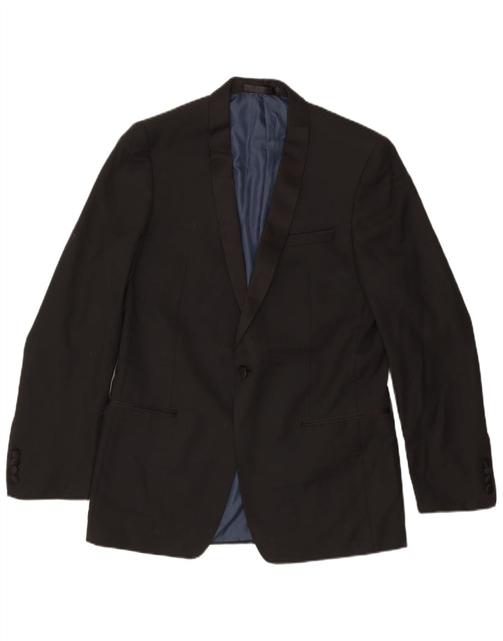 Giacca blazer slim fit da uomo Marks & Spencer a 1 bottone UK 40 media nera
