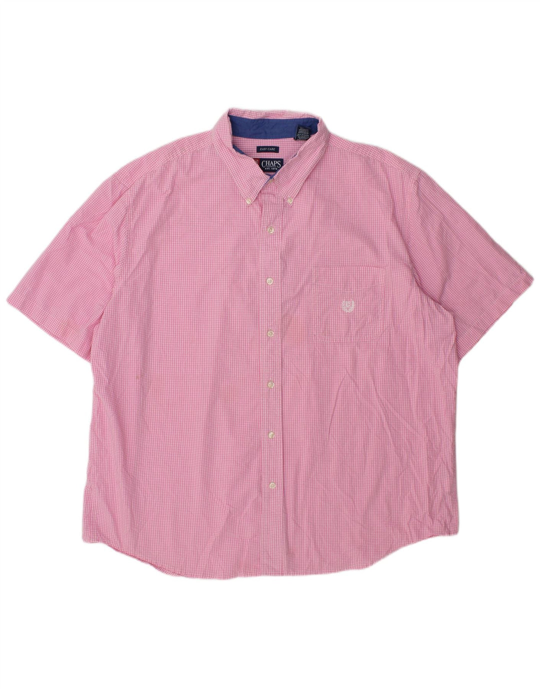 Camicia a maniche corte da uomo Chaps 2XL in cotone a quadretti rosa
