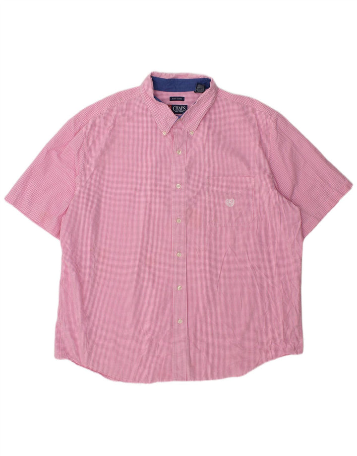 Camicia a maniche corte da uomo Chaps 2XL in cotone a quadretti rosa