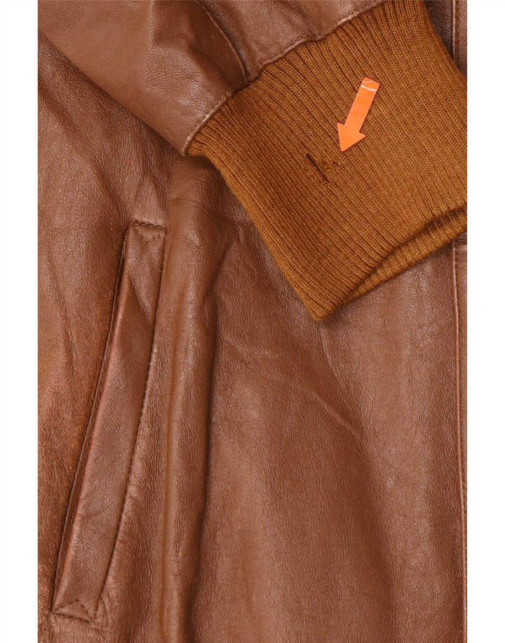 Giacca in pelle vintage da uomo IT 50 grande marrone
