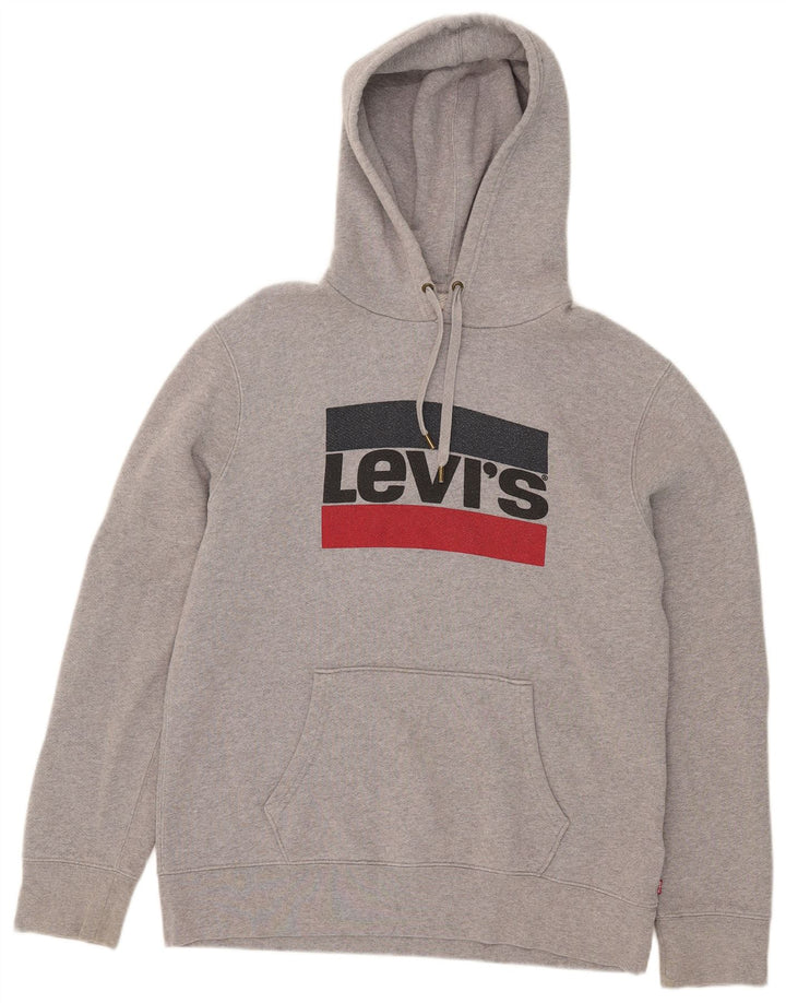 Maglione con cappuccio grafico da uomo Levi's Large in cotone grigio