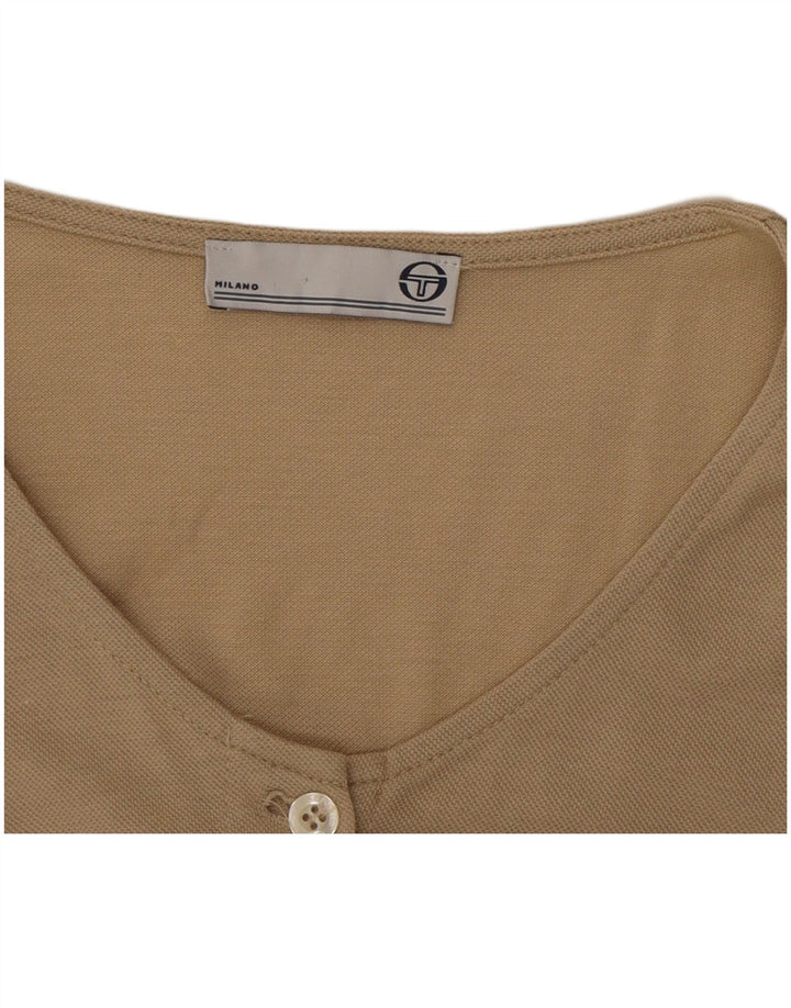 SERGIO TACCHINI Womens Short Sleeve Shirt Blouse UK 14 Medium Beige