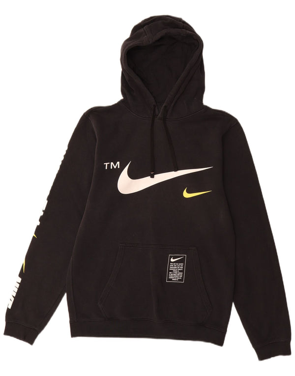 Felpa con cappuccio grafica Nike da uomo piccola in cotone nero