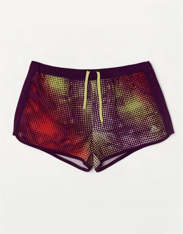 Pantaloncini sportivi Adidas Climalite da donna UK 10 piccoli viola maculati