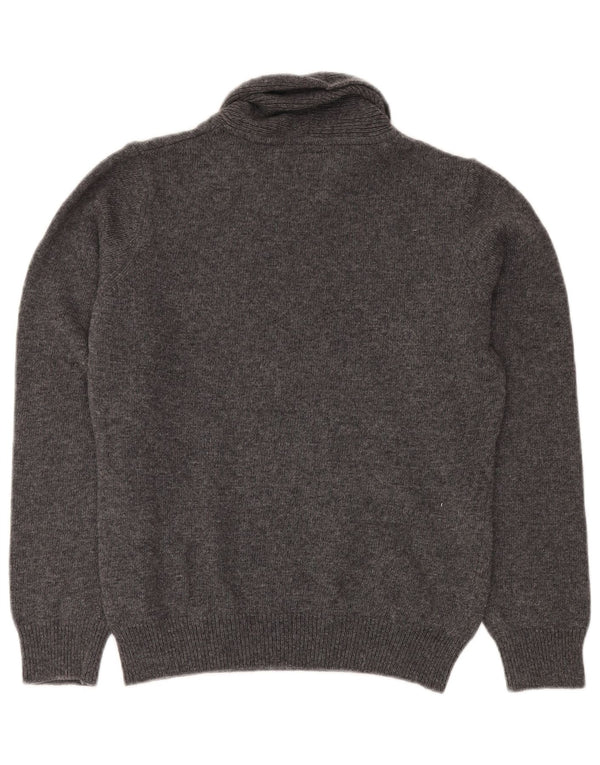 BARBOUR Boys Shawl Neck Jumper Sweater 15-16 Years 2XL Grey Fair Isle Wool