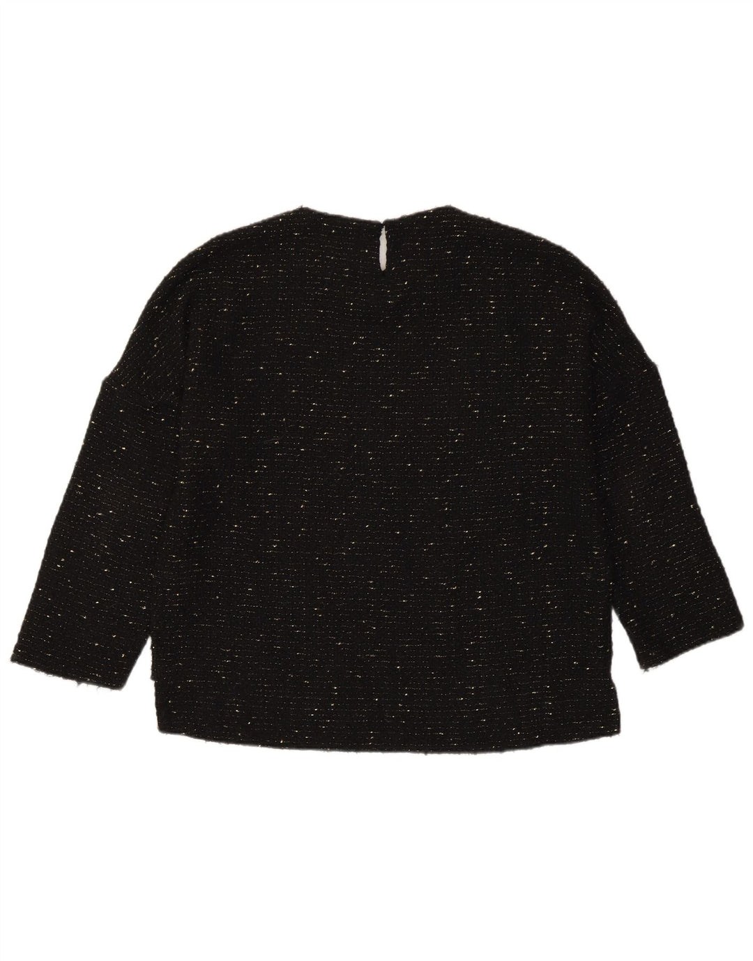 Top Zara da donna oversize con maniche a 3/4 UK 6 XS poliestere chiazzato nero