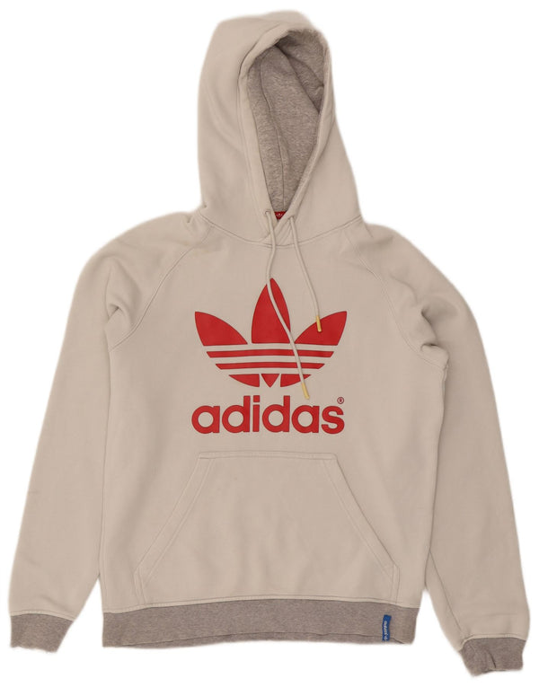 Felpa con cappuccio grafica da uomo Adidas, cotone color block bianco medio