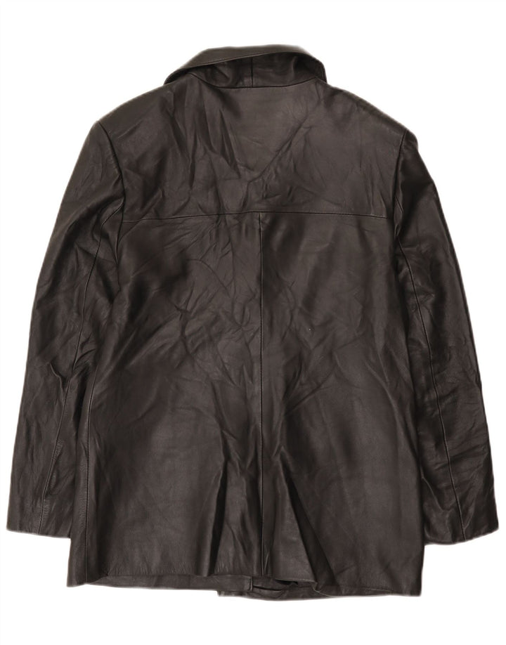 Giorgio Valenti Womens 3 Button Blazer Jacket IT 48 XL Black Leather