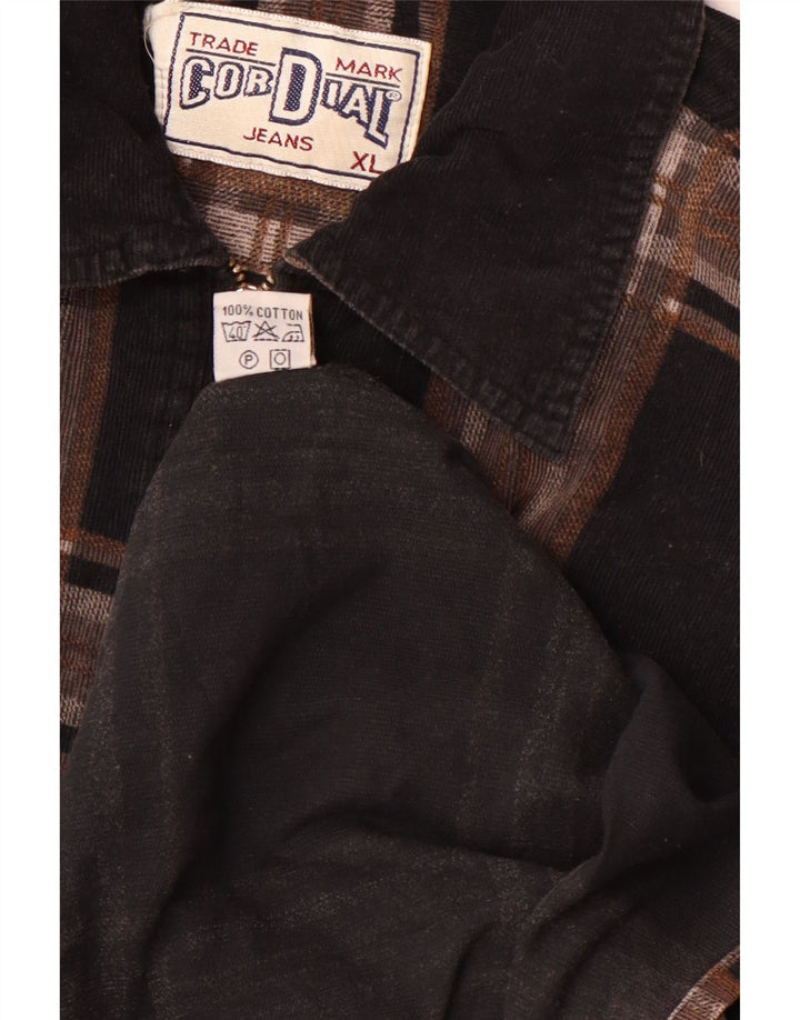 Camicia pullover vintage da uomo XL in cotone a quadri marrone