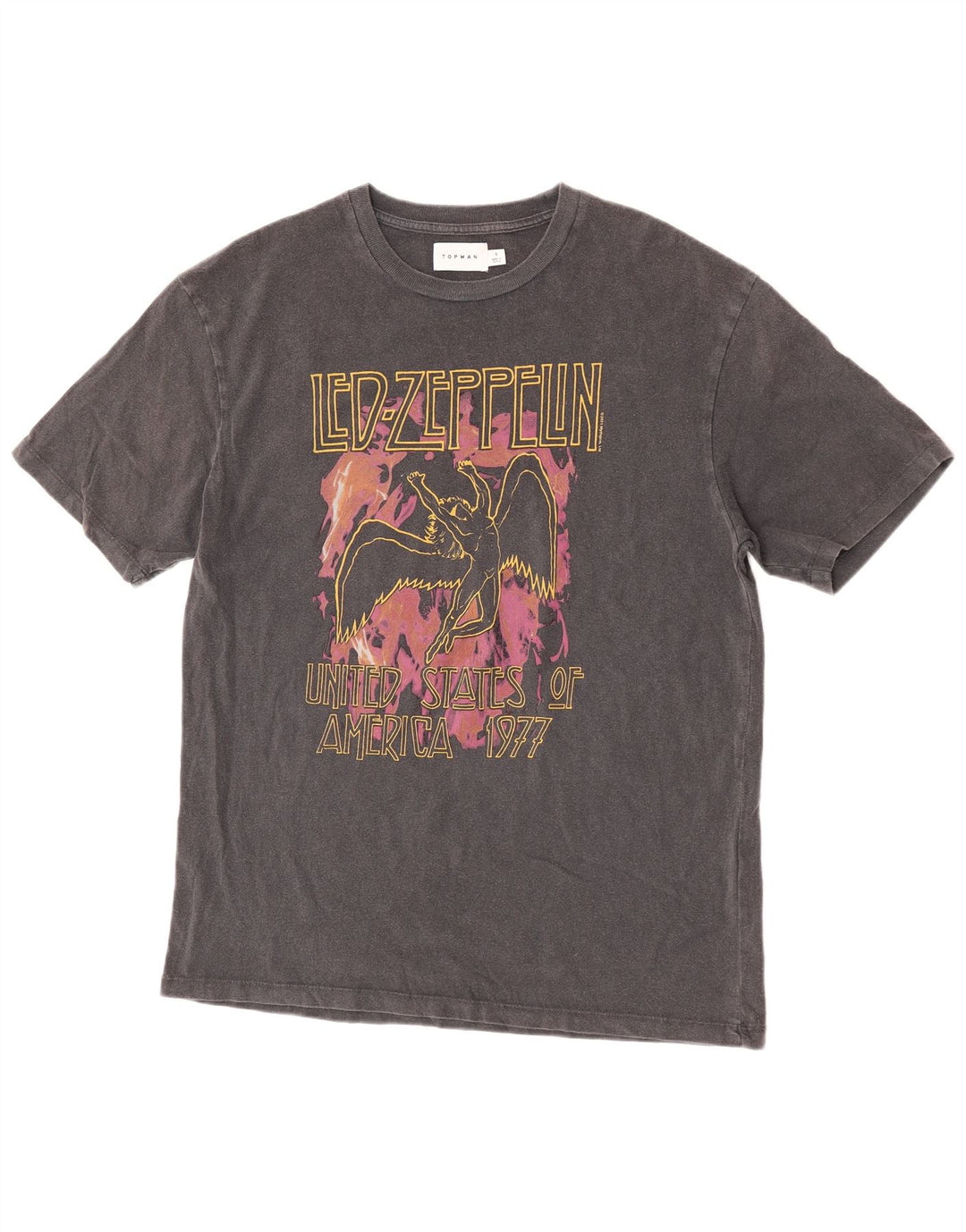 T-shirt grafica da uomo Topman Top piccola in cotone grigio
