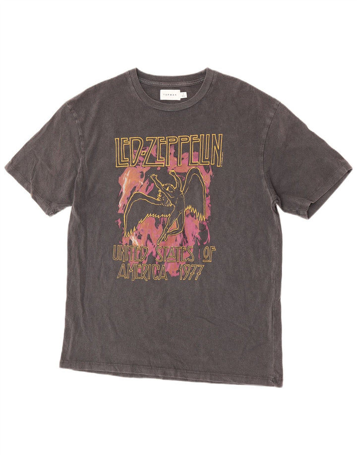 T-shirt grafica da uomo Topman Top piccola in cotone grigio