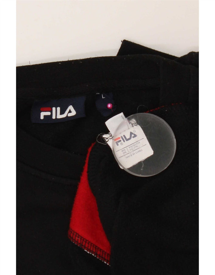 Fila Felpa grafica da uomo Maglione Large Nero Colourblock Poliestere