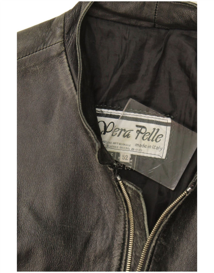 Giacca in pelle vintage da uomo UK 38 in pelle nera media