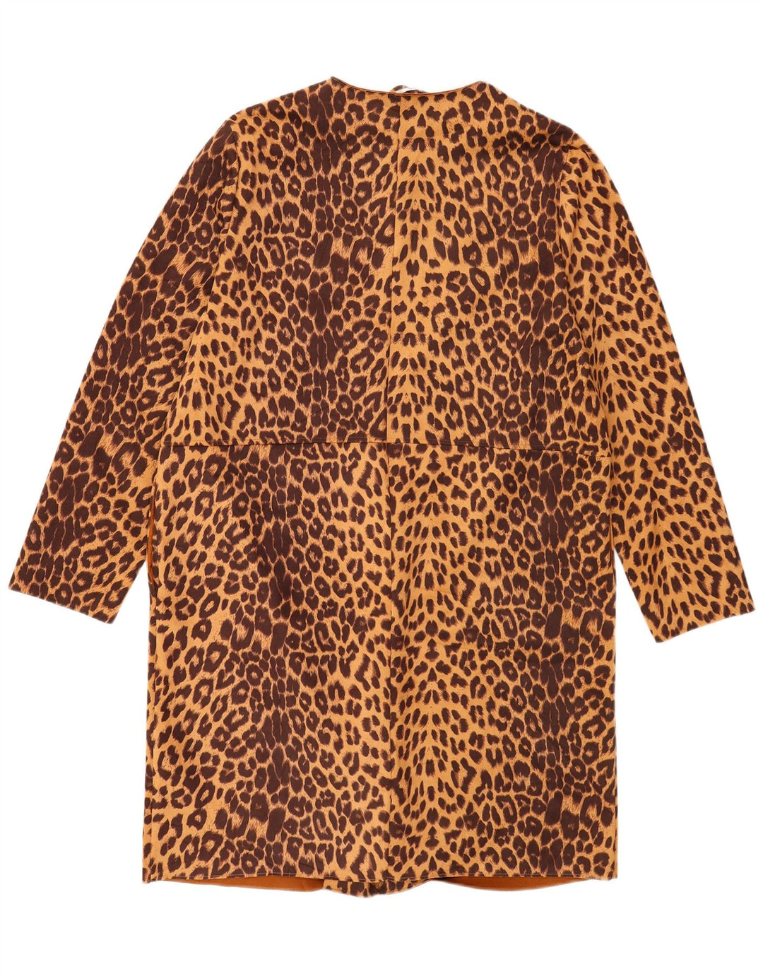 Soprabito aperto da donna Zara UK 18 XL Poliestere con stampa animalier marrone