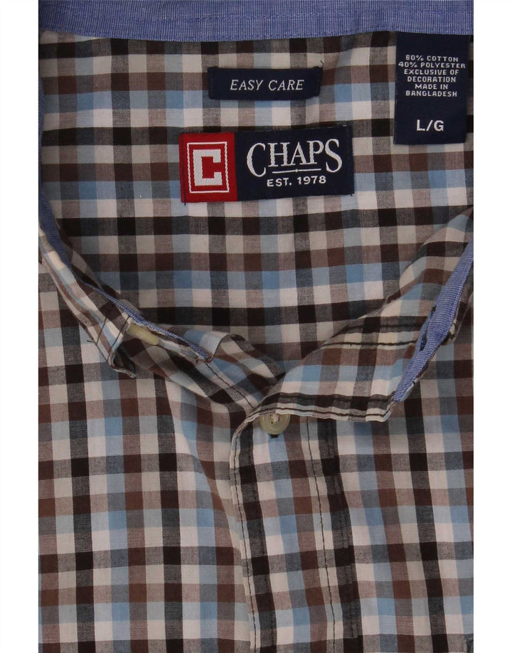 Chaps - Camicia a maniche corte da uomo, facile da pulire, grande, in cotone a quadretti multicolore