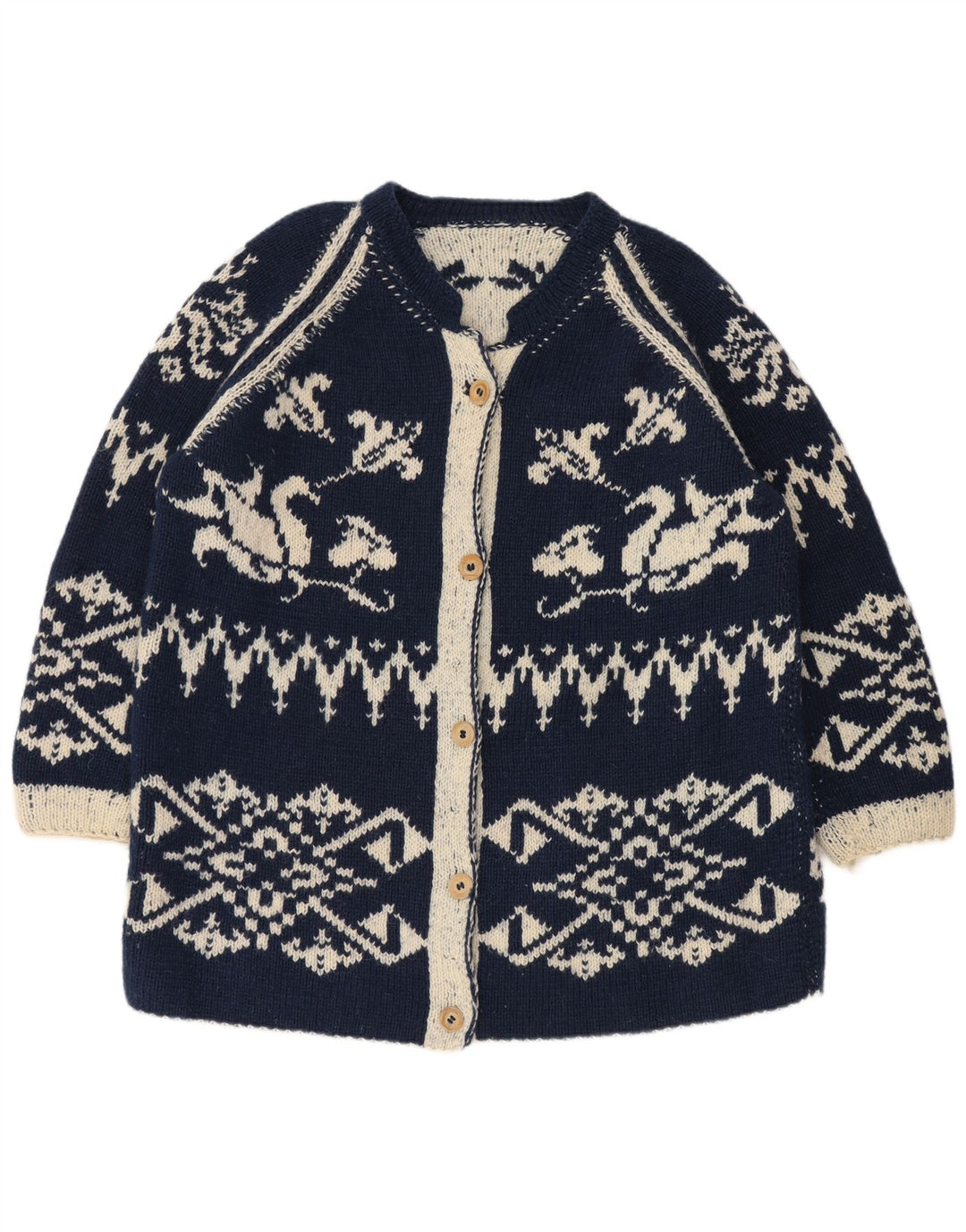 Maglione cardigan lungo oversize da donna vintage UK 18 XL Blu navy