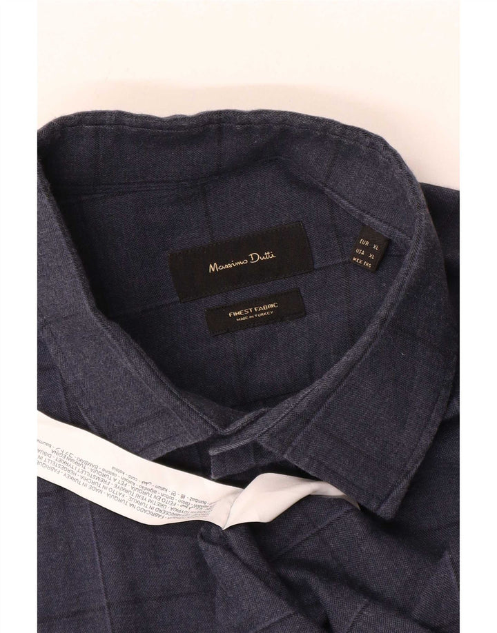 Camicia da uomo Massimo Dutti XL in cotone a quadri blu navy
