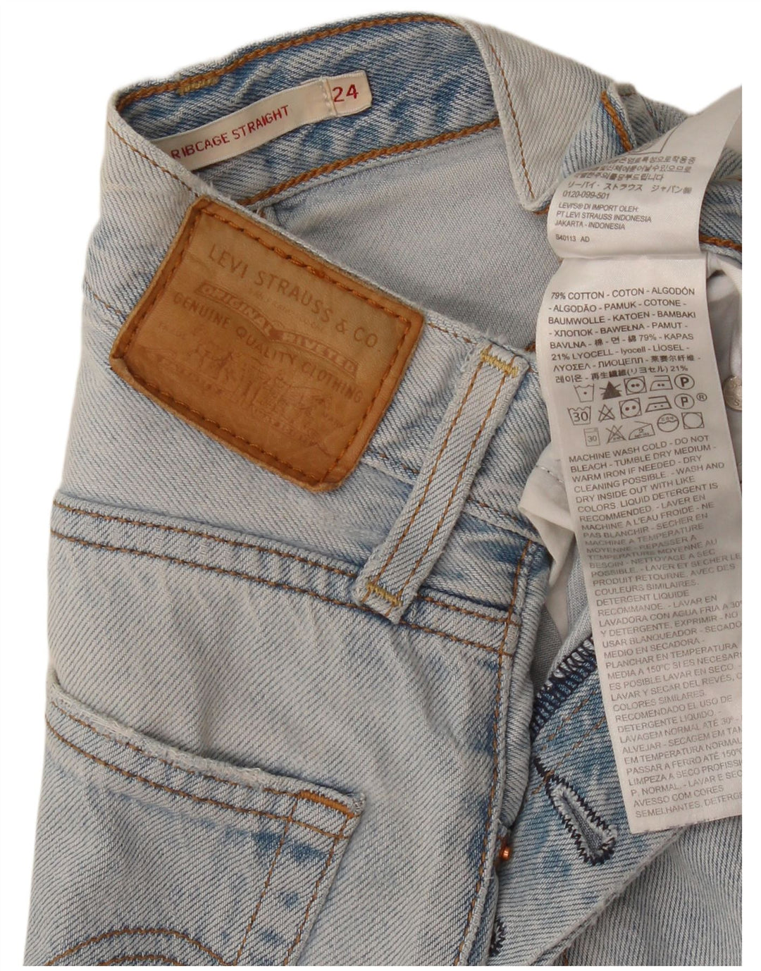 Jeans dritti Ribcage da donna Levi's W24 L26 cotone blu